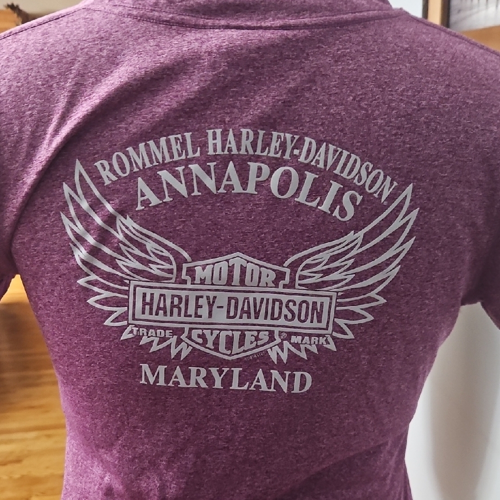Harley-Davidson Maroon V-Neck Tee - Picture 6 of 11